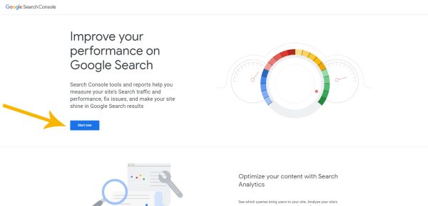 Google Search Console home screen.