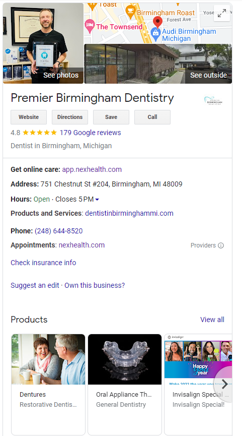 Prime Dentistry Google Business Profile