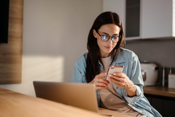 woman on her phone