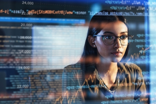 woman on a computer