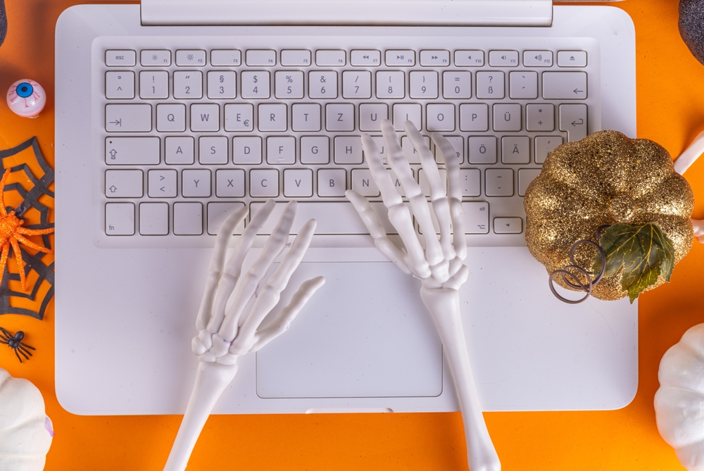 skeleton typing on a keyboard